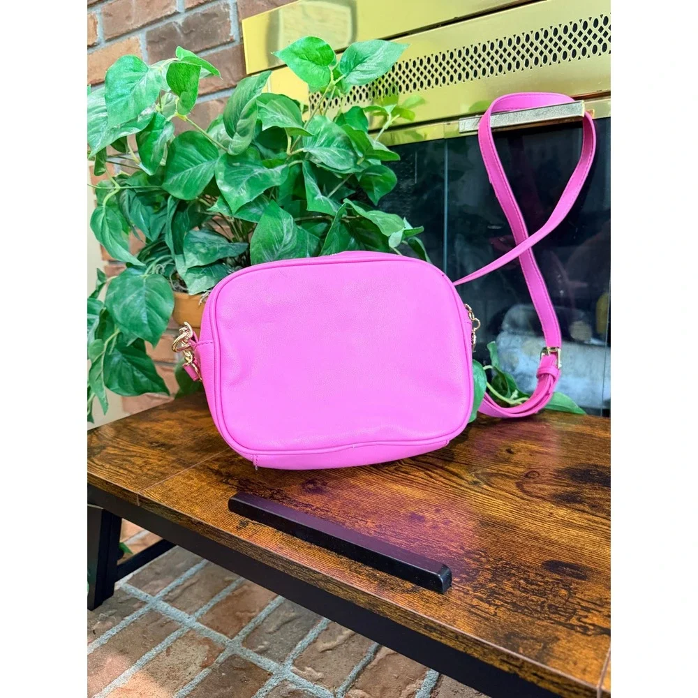 Juicy Couture Crossbody Bag Women Pink Quilted Heart Camera Bag OS